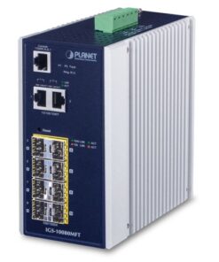 De Industriële IGS-10080MFT 6 poort 100/1000X SFP + 2 poort 1G/2.5G SFP + 2 poort 10/100/1000T managed switch, op voorraad bij shop4power.nl dè distributeur van de Benelux.