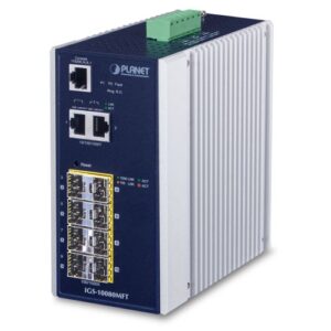De Industriële IGS-10080MFT 6 poort 100/1000X SFP + 2 poort 1G/2.5G SFP + 2 poort 10/100/1000T managed switch, op voorraad bij shop4power.nl dè distributeur van de Benelux.