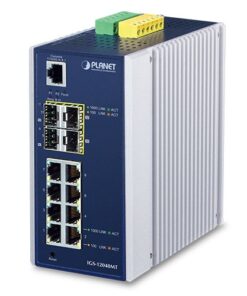 De Planet IGS-12040MT industriële 8-poort 10/100/1000T + 4-poort 100/1000X SFP managed switch is uit voorraad leverbaar bij Shop4power dè distributeur van de Benelux