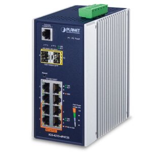 De Planet IGS-4215-4P4T2S 4-poort 10/100/1000T High Power POE en 4-poort 10/100/1000T en 2-poort 100/1000X SFP Industriële managed Din Rail switch is uit voorraad leverbaar bij shop4power.nl DE Planet distributeur van de Benelux