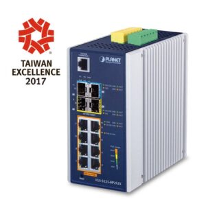 De IGS-5225-8P2S2X Industriële L3 8-poort Gb POE+ + 2-poort 1G/2,5G SFP + 2 poort 10G SFP Switch is uit voorraad leverbaar bij shop4power.nl