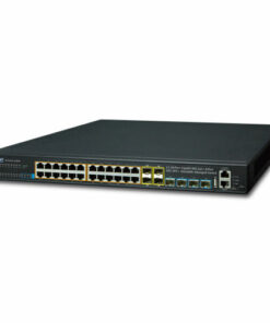 De Planet SGS-6341-24P4X 24-poort Layer 3 POE Switch, uit voorraad leverbaar bij shop4power. De goedkoopste leverancier van Planet switches