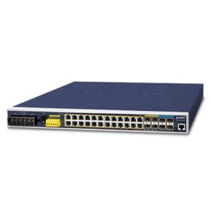 De Planet IGS-6325-24P4X 24-poort + 4 SFP+ 10G poort HiGH POE Industriële Layer 3 switch is uit voorraad leverbaar bij shop4power