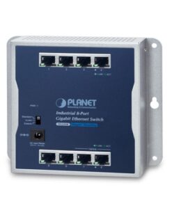 De WGS-810 8-poort industiële 10/100/1000T flat type switch met LAN Extender (250mtr) functie.