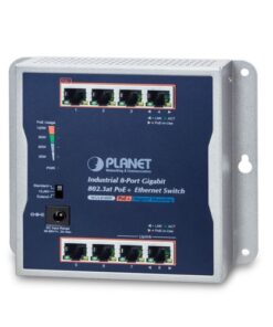De WGS-818HP 8-poort industriële flat type Gigabit High Power PoE+ 10/100/1000 switch is uit voorraad leverbaar bij shop4power