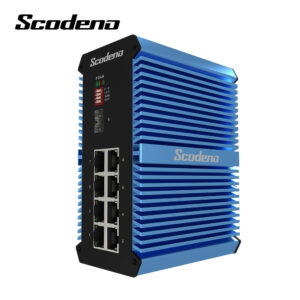 De Scodeno XPTN-9000-65-1GX8GT-X XBLUE series industriële 8-poort 10/100/1000T en 1-poort 1000X switch is uit voorraad leverbaar bij shop4power.nl de exclusieve Scodeno importeur voor de BENELUX.
