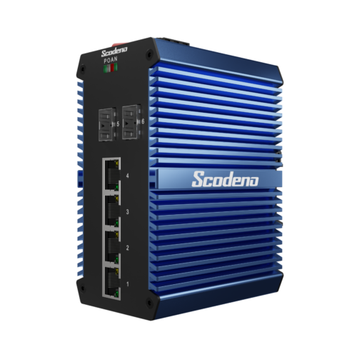 De Scodeno XPTN-9000-65-2GX4GT-XV X-blue 4-poort 10/100/1000T en 2-poort 1000X din-rail managed industriële managed Ethernet Switch is EXCLUSIEF verkrijgbaar in de Benelux bij Shop4power.nl