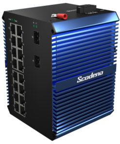 De Scodeno XPTN-9000-65-2GX16GP-X industriële Din-rail Switch met 16 poorten 10/100/1000BASE-T IEEE802.3af en at Power over Ethernet en 2 poorten 1000BASE-X SFP is EXCLUSIEF voor de Benelux uit voorraad leverbaar bij shop4power.nl