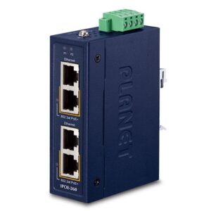 De Planet IPOE-260 Industriële 2-poort High power PoE injector