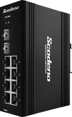 Bij de Exclusief distributeur in de Benelux verkrijgbaar is de Scodeno industriële Managed Din-Rail switch met 2 poort 1000X SFP en 8 poort 10/100/1000T High Power PoE uit voorraad leverbaar bij Shop4power.nl