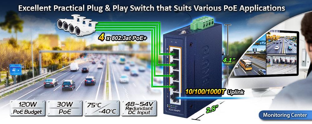 Planet IGS-504PT PoE applications